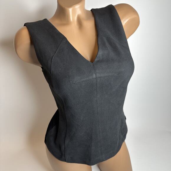 Bailey 44 Tops - Bailey 44 Black Faux Suede V Neck Tank Top Small Sleeveless Minimalist Blouse S